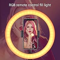 Vista 4 de Anillo de luz RGB para selfie de 12 pulgadas, anillo de luz LED de 2800 a 6500 k con soporte para trípode soporte para teléfono para YouTube