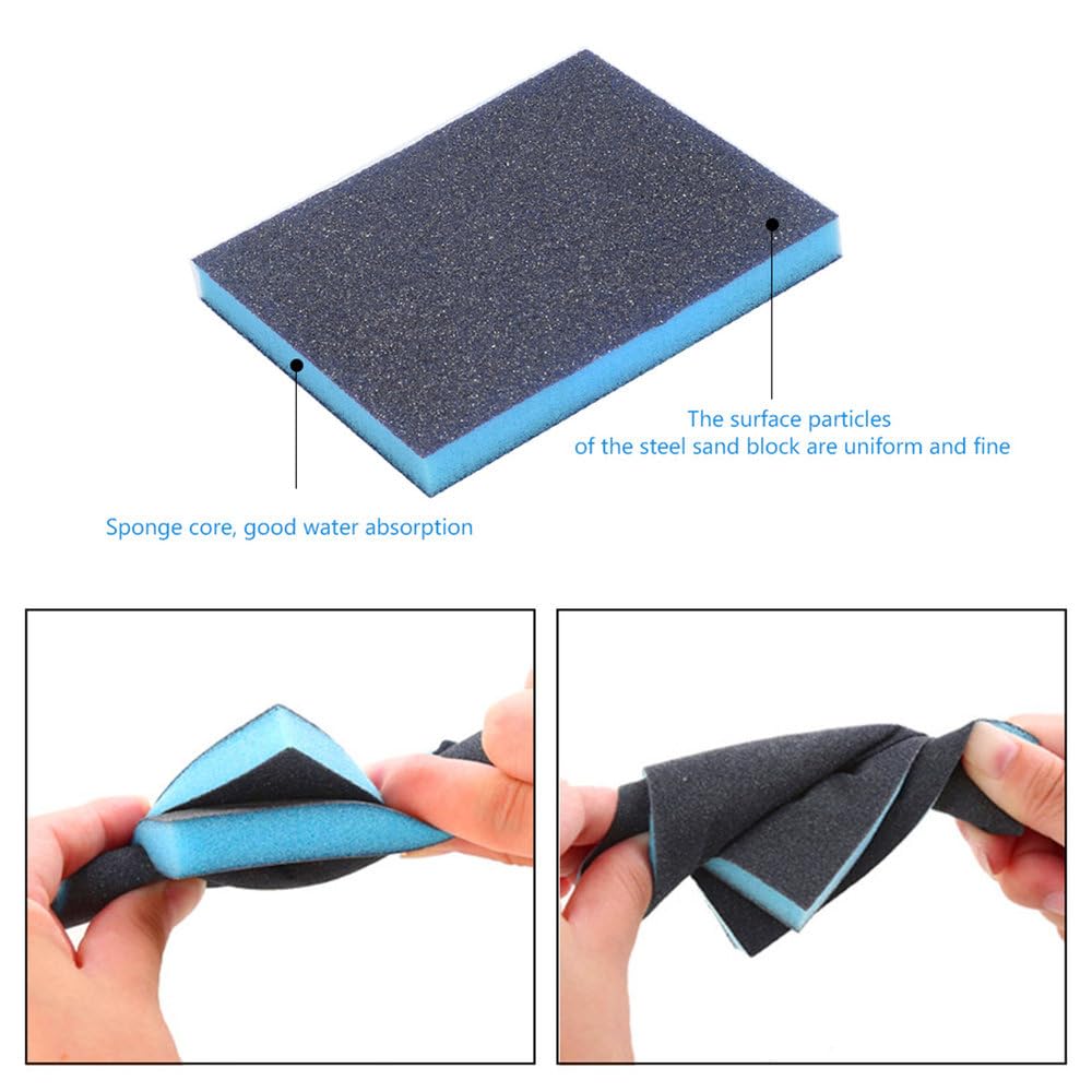 Detergente per Cucina 120-1000 Grit Spugna abrasiva Carta vetrata Strumenti Lucidatura Spugne Abrasive Blocchi abrasivi Lavabili, 400,500 Grit, 5 PZ