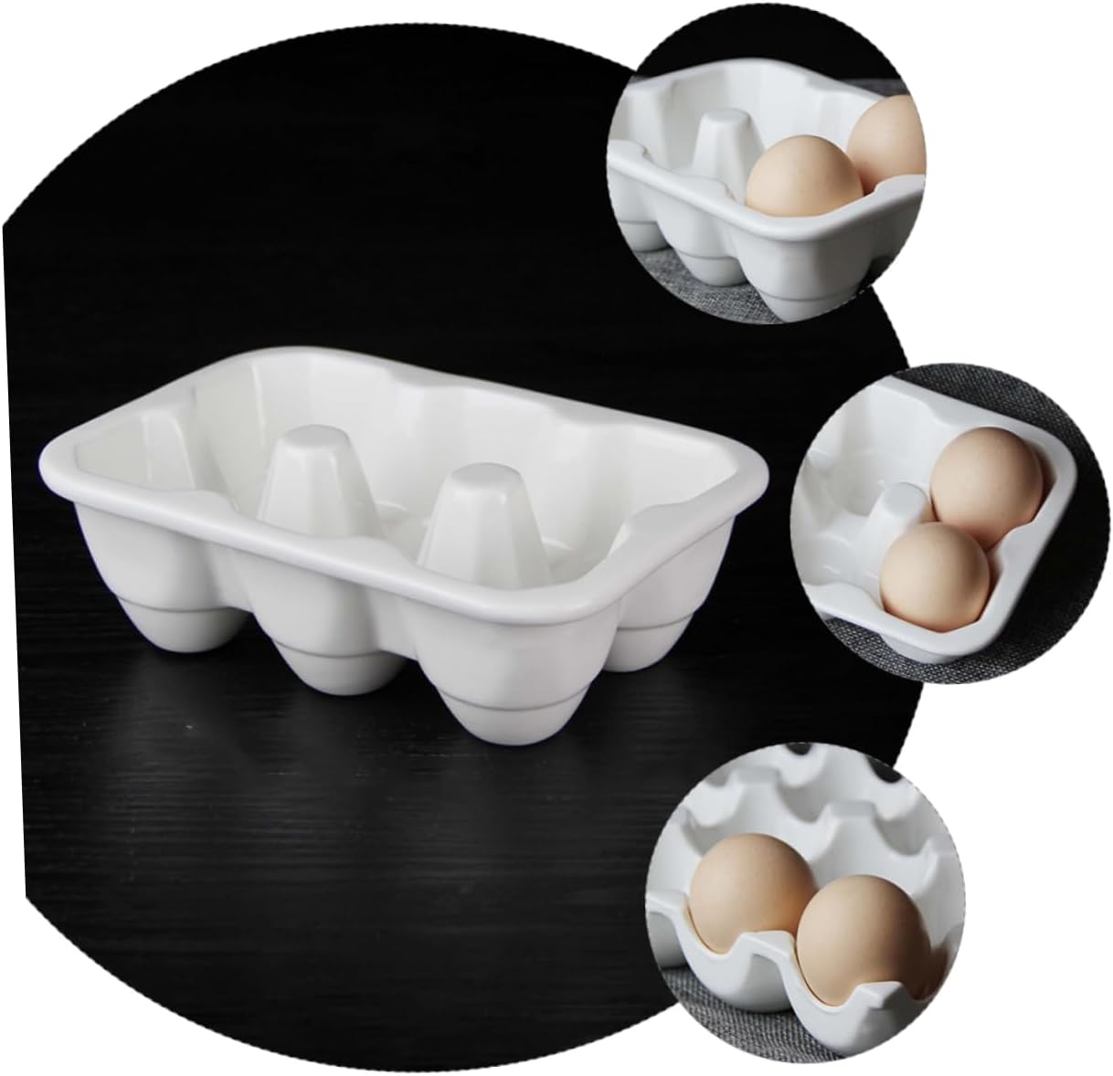 Angoily Pink Egg Holder for Fridge Porcelain Egg Tray 6 Grids Safe Environmental Egg Storage