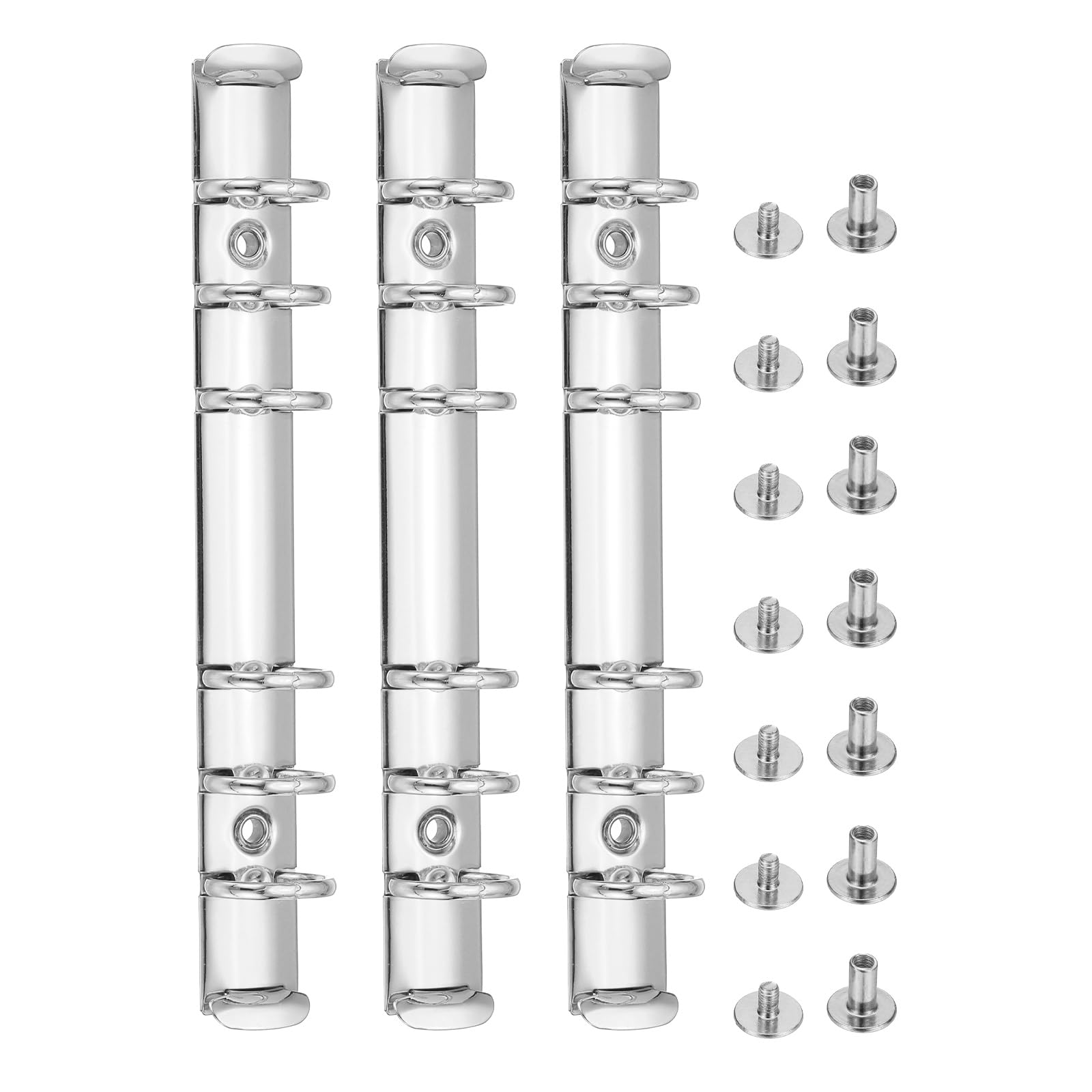 PATIKIL 6 Holes Ring Binder, A6 Notebook 20mm Book Binding Kits Planner Maker Binder Ring Clip Mechanisms with Screw for Journal Bill Paper, Silver, 3 Set