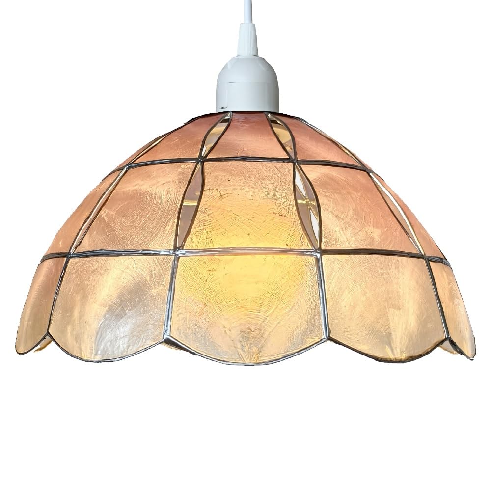 Pink Natural Opaque Capiz Shell Art Deco Vintage Easy Fit Dome Pendant Shade - 10" Diameter