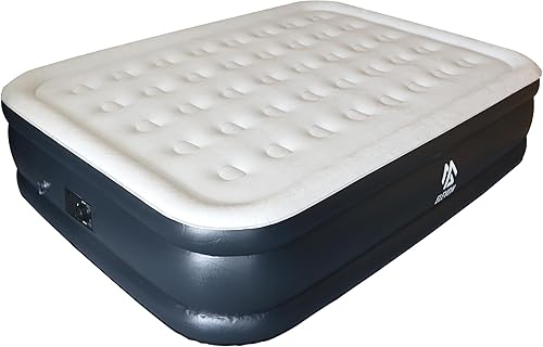 Colchón de aire exclusivo con bomba incorporada, cama inflable doble alta de lujo para el hogar, viajes y campamento, azul marinoblanco, Queen, 18 disponible en Yaxa Peru