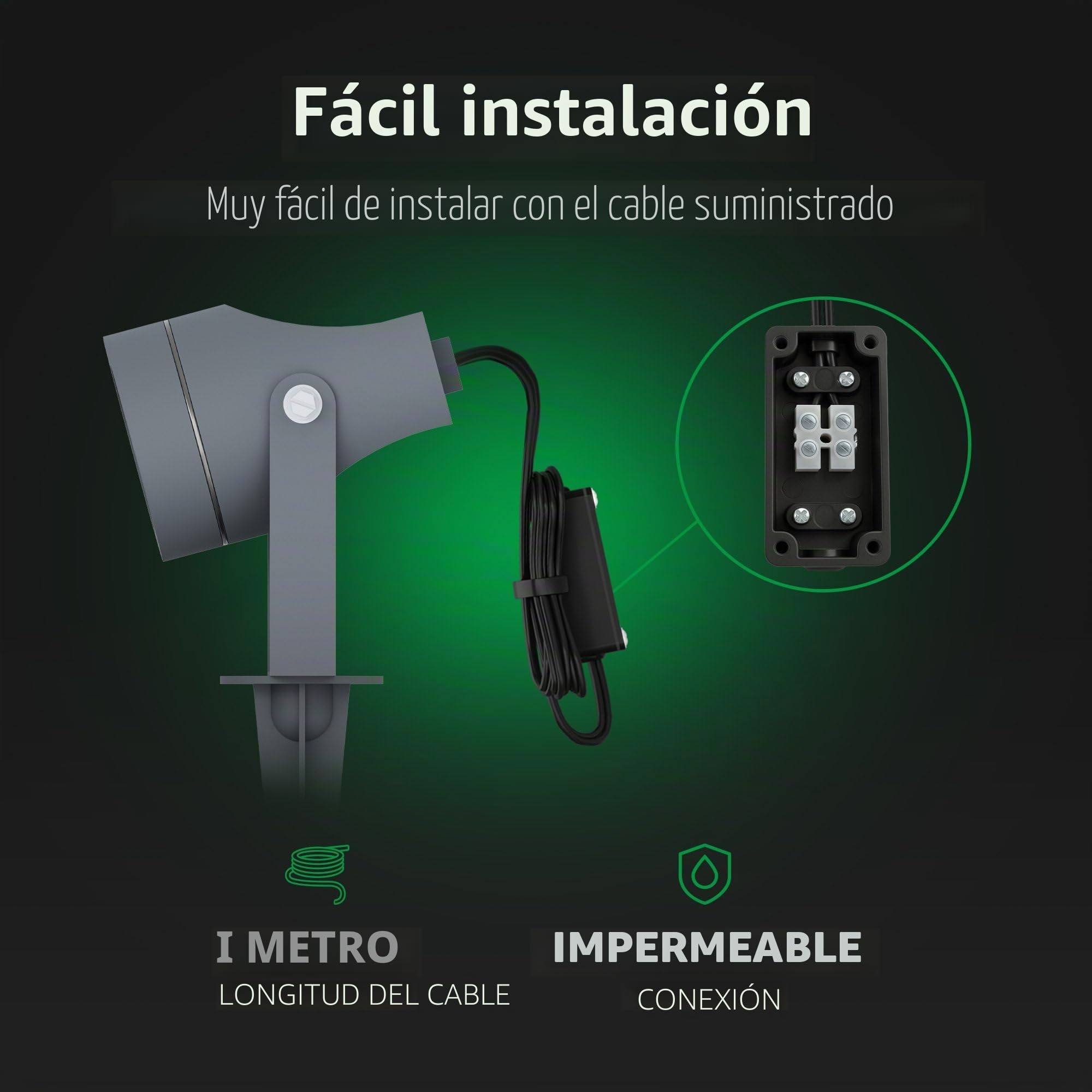 Ledvion Foco de Jardín LED IP44 GU10 1W 6 unidades piqueta sin bombilla | Para jardin terraza entrada caminos parterres e iluminacion exterior decorativa