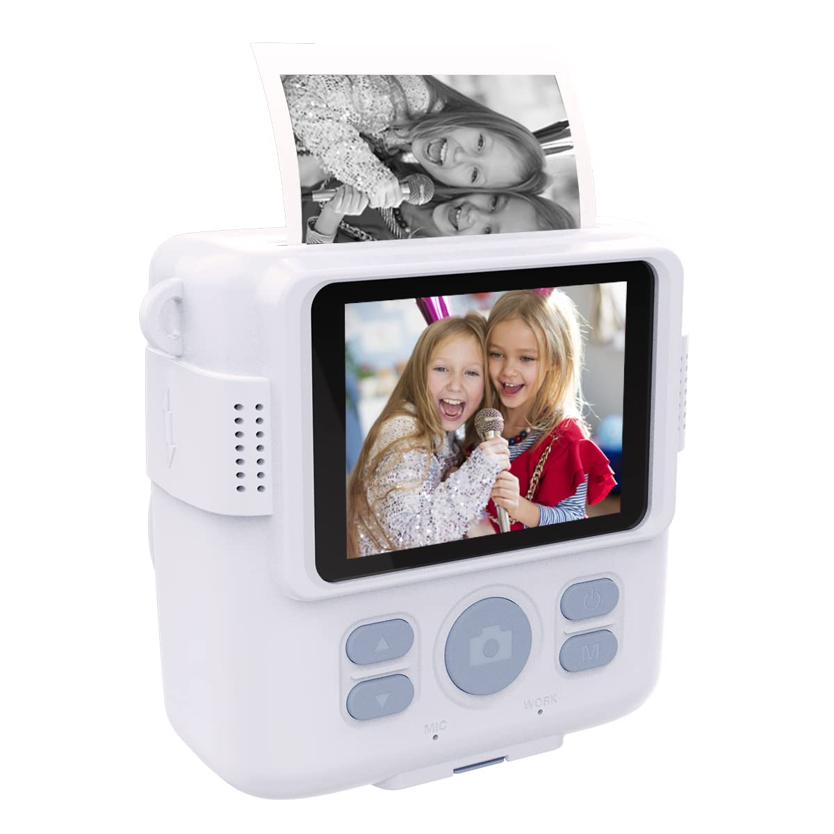 SaveFamily Print – Cámara de Fotos Infantil instantánea-Digital. Videos, Música, Zoom, Flash y Marcos Divertidos, Impresión + 400 Fotos, Incluye 2 Rollos de Papel de impresión – Color Blanco