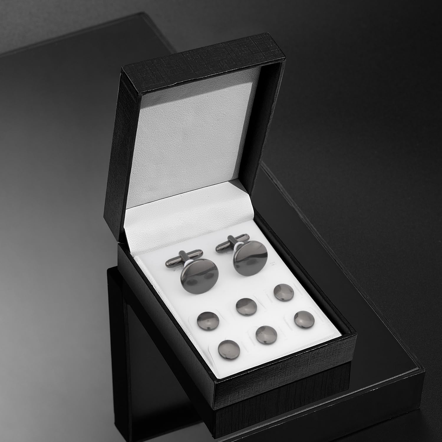 wynameleri Blank Tuxedo Buttons for Men, Round Cufflinks and Studs Set for Tuxedo Shirts Jewelry Gift for Business, Wedding