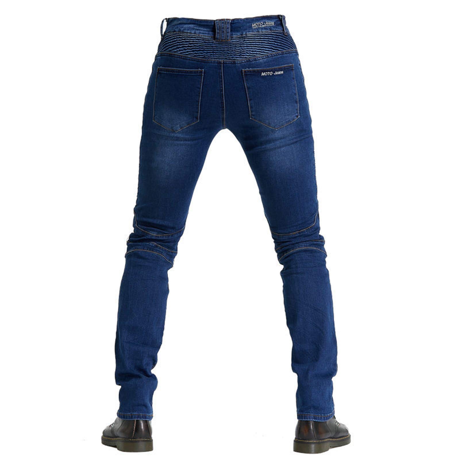 BEDSETS Pantaloni Moto Da Uomo, Pantaloni Jeans Denim Pantaloni Motocross, Con 2 Paia Di Jeans Imbottiti Protettivi, Con Fodera Protettiva (Blue,4XL)