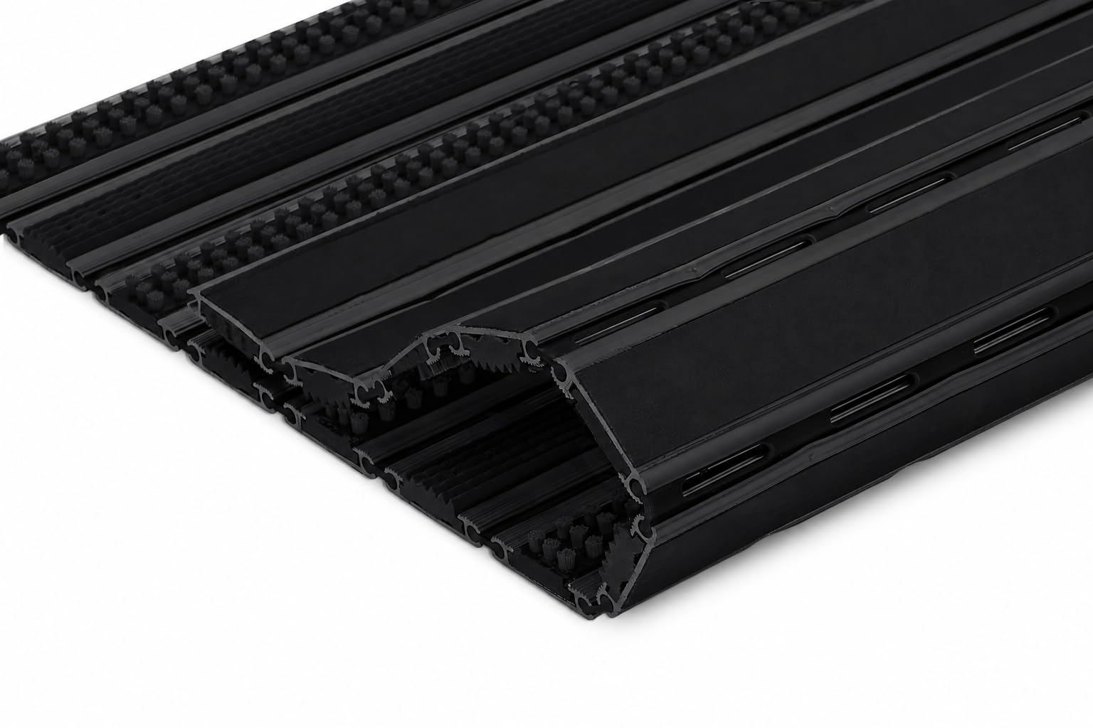 Alu-Fußmatte C12 Premium Black Bürste/Gummi 80x60 cm, Schwarz