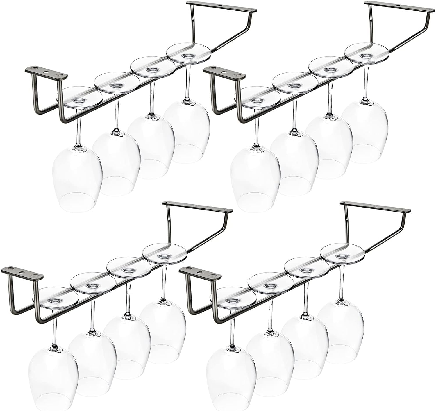Support verre à pied suspendu stable et robuste de 35x11cm en métal noir