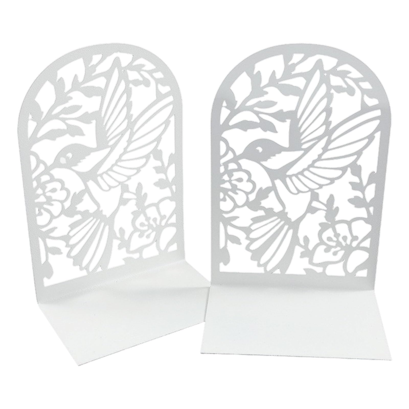 1Pair Metal Book End for Shelves Hollowed Bird Flower Bookend Slip Resistant Book Stopper for School Library Decorative Bookends for Heavy Books