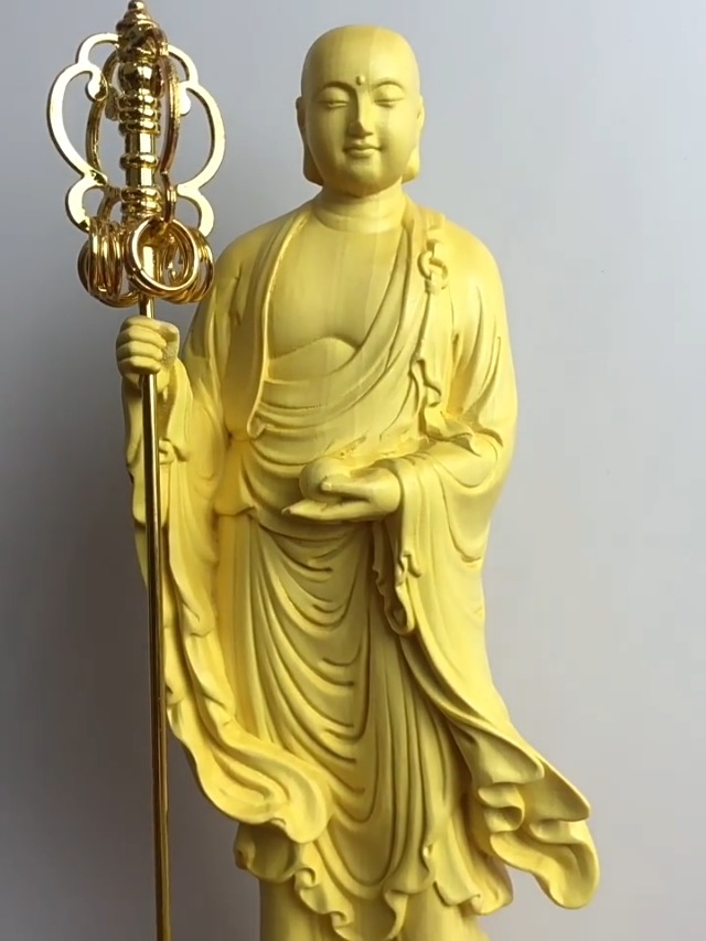 Amazon｜木彫り仏像【地蔵菩薩立像】木製 安産祈願 子育ての守護尊