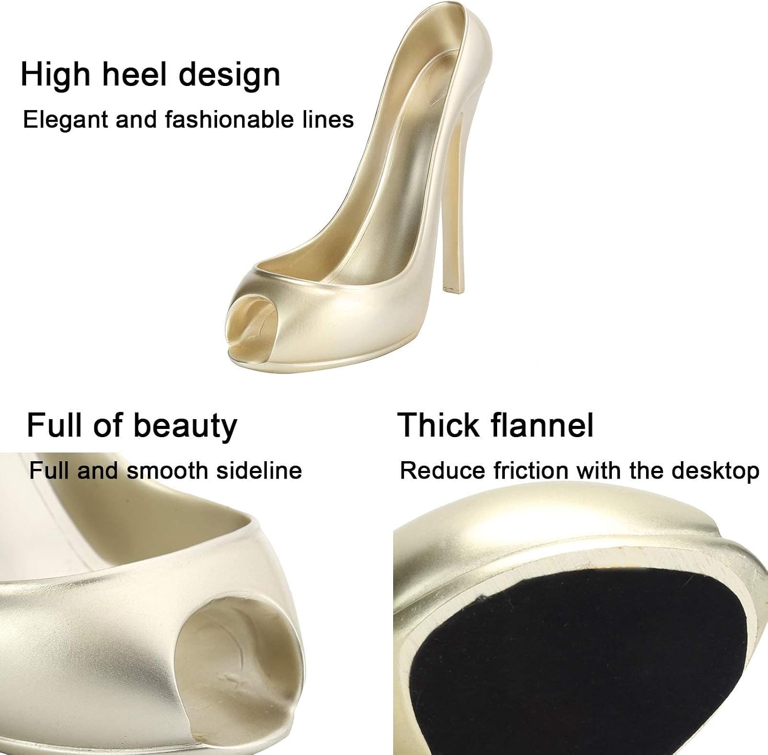 Cyrank High Heel Bottle Holder, High Heel Wine Bottle Holder Resin Wine Rack Funny Countertop Shoe Shape Wine Holder Stand Decor(Gold)