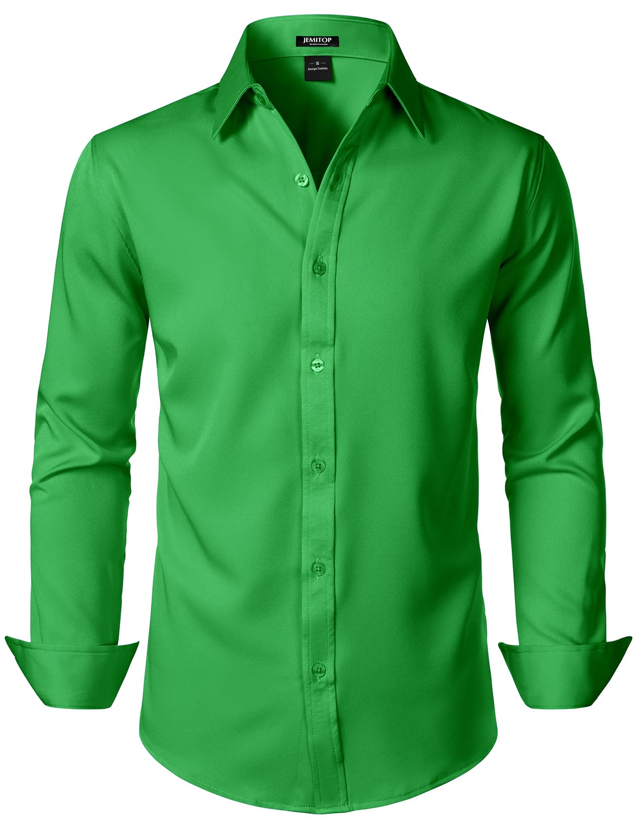 JEMITOP Men's Stretch Soft Slim Fit Dress Shirts Long Sleeve Formal Wedding Business Casual Button Down Shirt