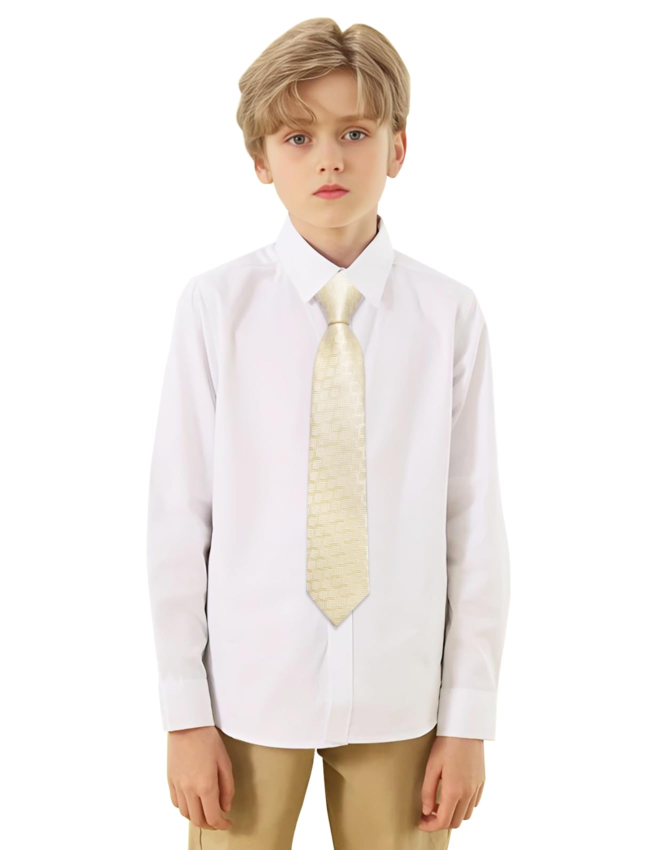 Barry.Wang Cravate pré-nouée en satin de couleur unie pour enfants - Cravate carrée réglable - Pour remise de diplôme