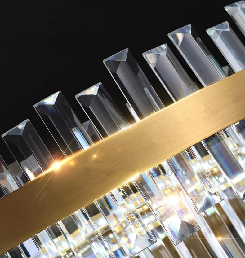 Crystal Chandelier Light Luxury Living Room Post-Modern Ring Circular Double-Layer Living Room Dining Room Led Pendant,for Decoration