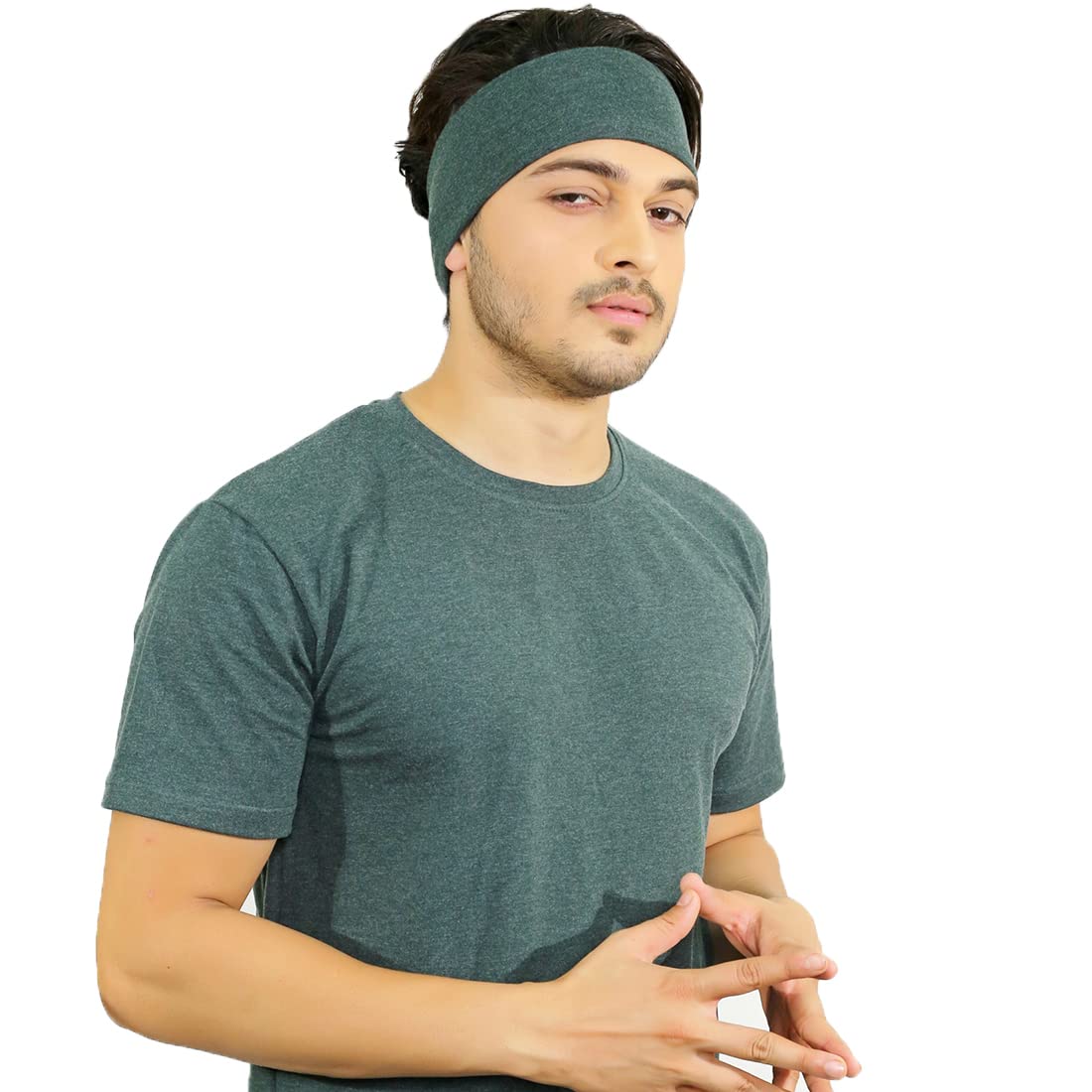 SOUL eTHICS Premium Cotton Gym, Sports, Yoga, Running, Hair, Elastic Headband for Men and Women with Non-Slip Fabric, Freesize (Bottel Green) - Image 3 thumbnail
