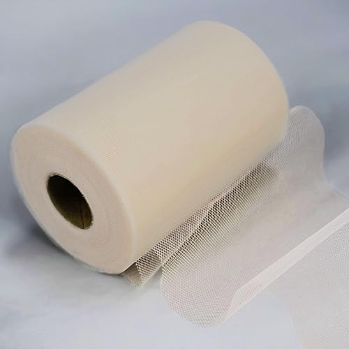Efavormart - Rollo de tul de boda de 6 x 300 pies para decoración de fiestas, banquetes, eventos, costura, manualidades, telas, costura, color beige