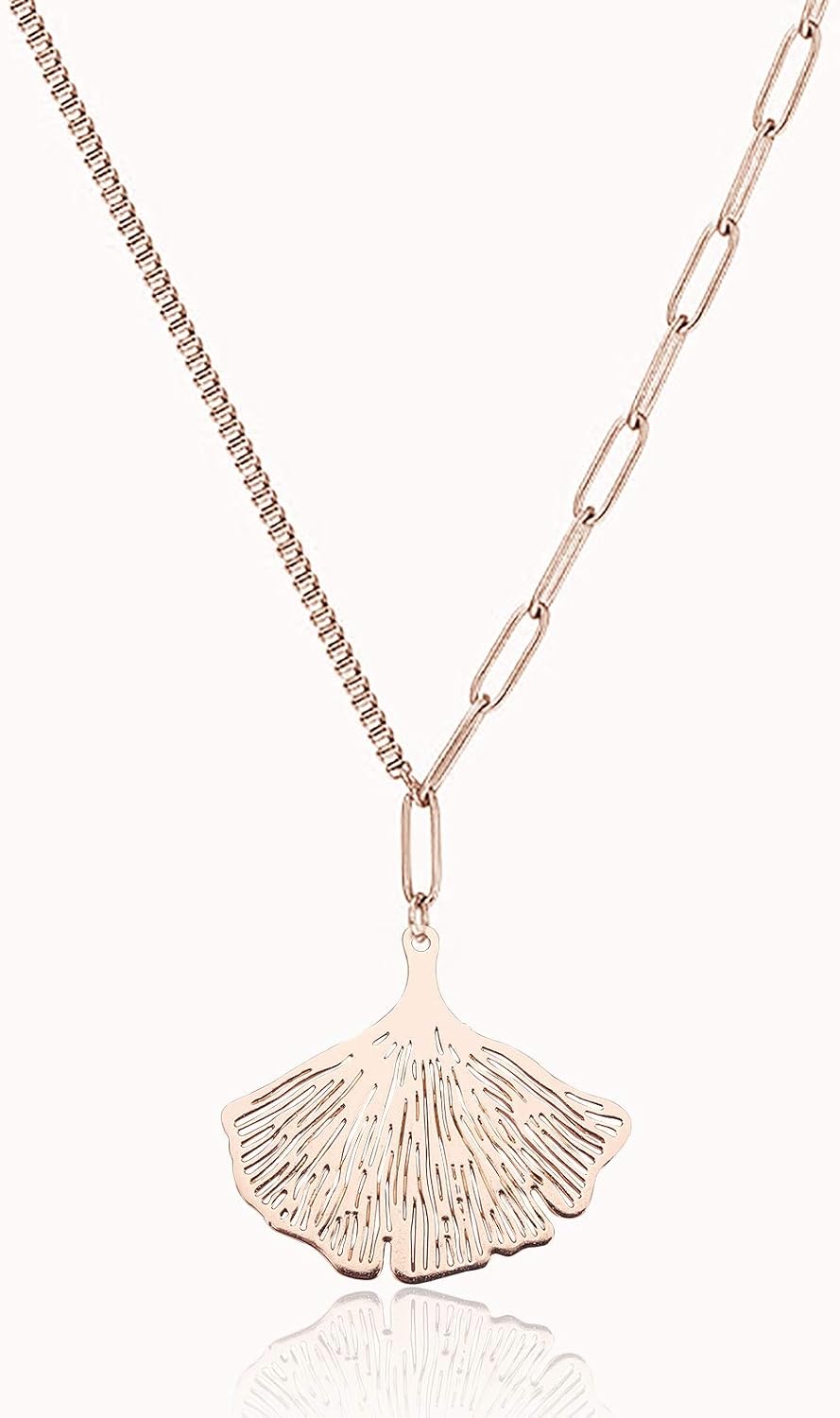 LiQunSweet 100 Pcs Ginkgo Leaf Charms Golden Plated Brass Pendants Etched Metal Embellishments for Jewellery Making DIY Accessory - 33mm