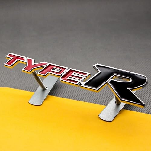 Miniatura 2 de 1 placa de rejilla frontal tipo R con revestimiento de metal para parrilla deportiva para automóvil, emblema cromado, adecuado para tipo R (rojo