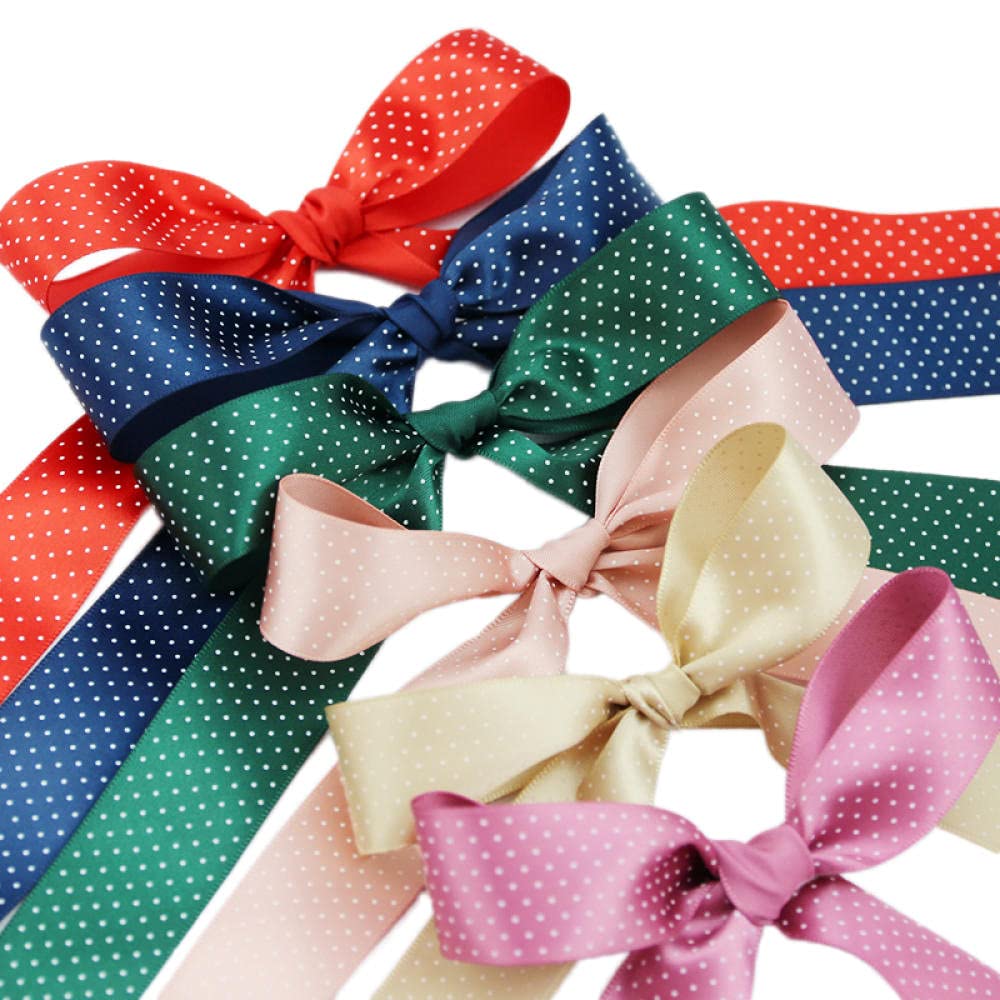 Ribbons For Gift Wrapping Ribbon For Fabric Satin Ribbons Dot Print Satin Wstążka Piękny Seria Hurtownie 10Yardów / Partia Wstążka Tkaniny, Wstążka, Wstążka-Burgundia_25Mm.