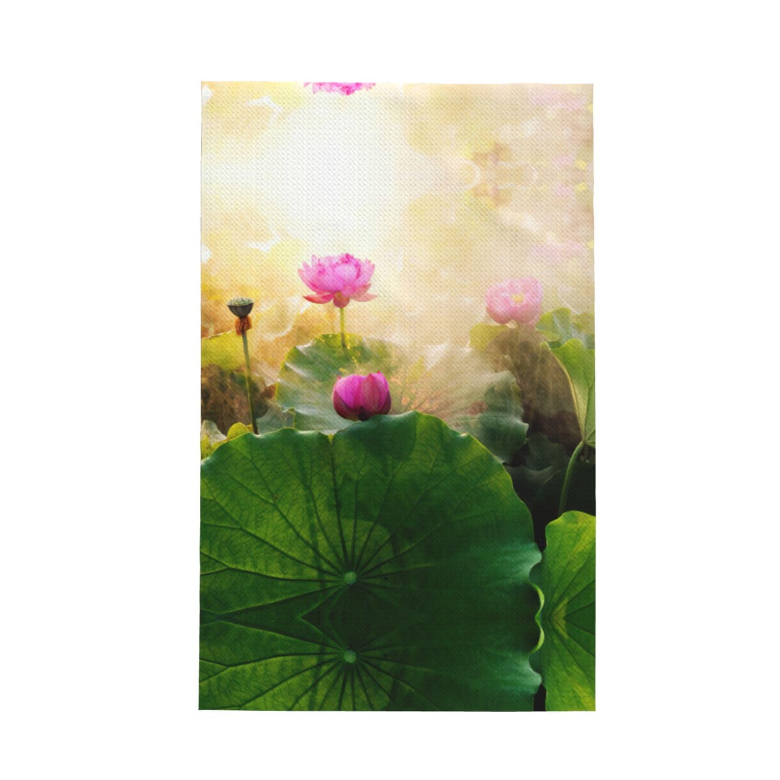 Xxahnbm Black Beautiful Lotus Flower 1 Print Waffle Kitchen Towel,Absorbent Hand Towel