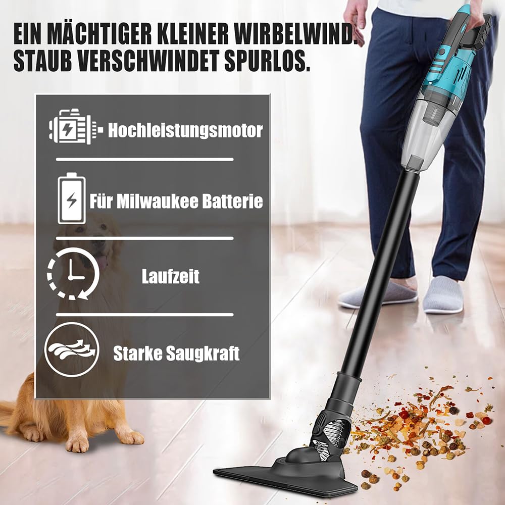 Handstaubsauger 10000Pa,Ersatz für Makita 18V Akku,Mini Handstaubsauger Auto 140W,Bürstenloser Motor,mit 2X 3.0AH Akku und Waschbar HEPA-Filter,für Auto Haus Büro, Tierhaare