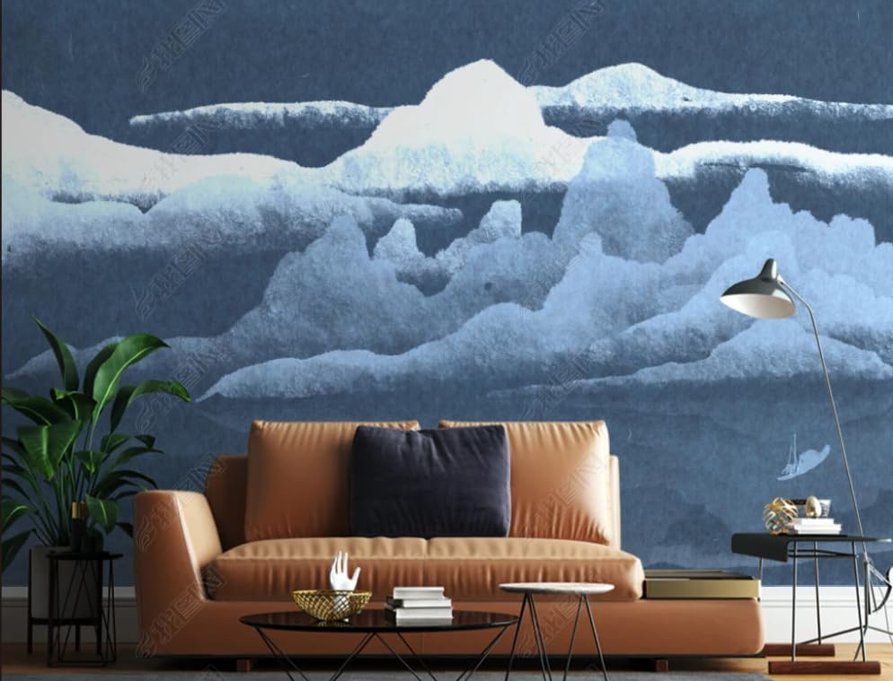 Papier Peint Intissé Montagnes Salon - Poster Géant Mural Pluie et Brouillard 300x210