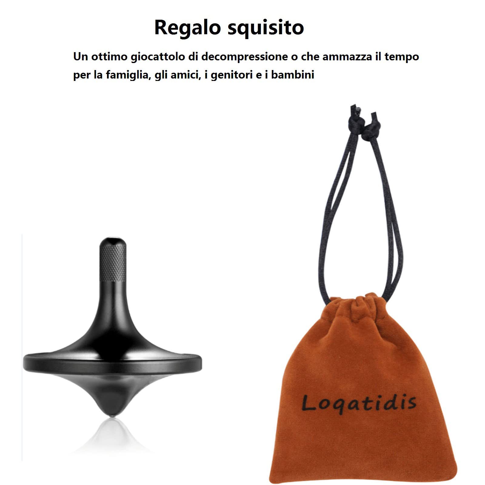 Trottola in metallo in acciaio inossidabile,Giocattolo di decompressione ben fatto, perfettamente bilanciato e scorrevole, Aiuta a ridurre lo stress, l'ansia (L/Nero)