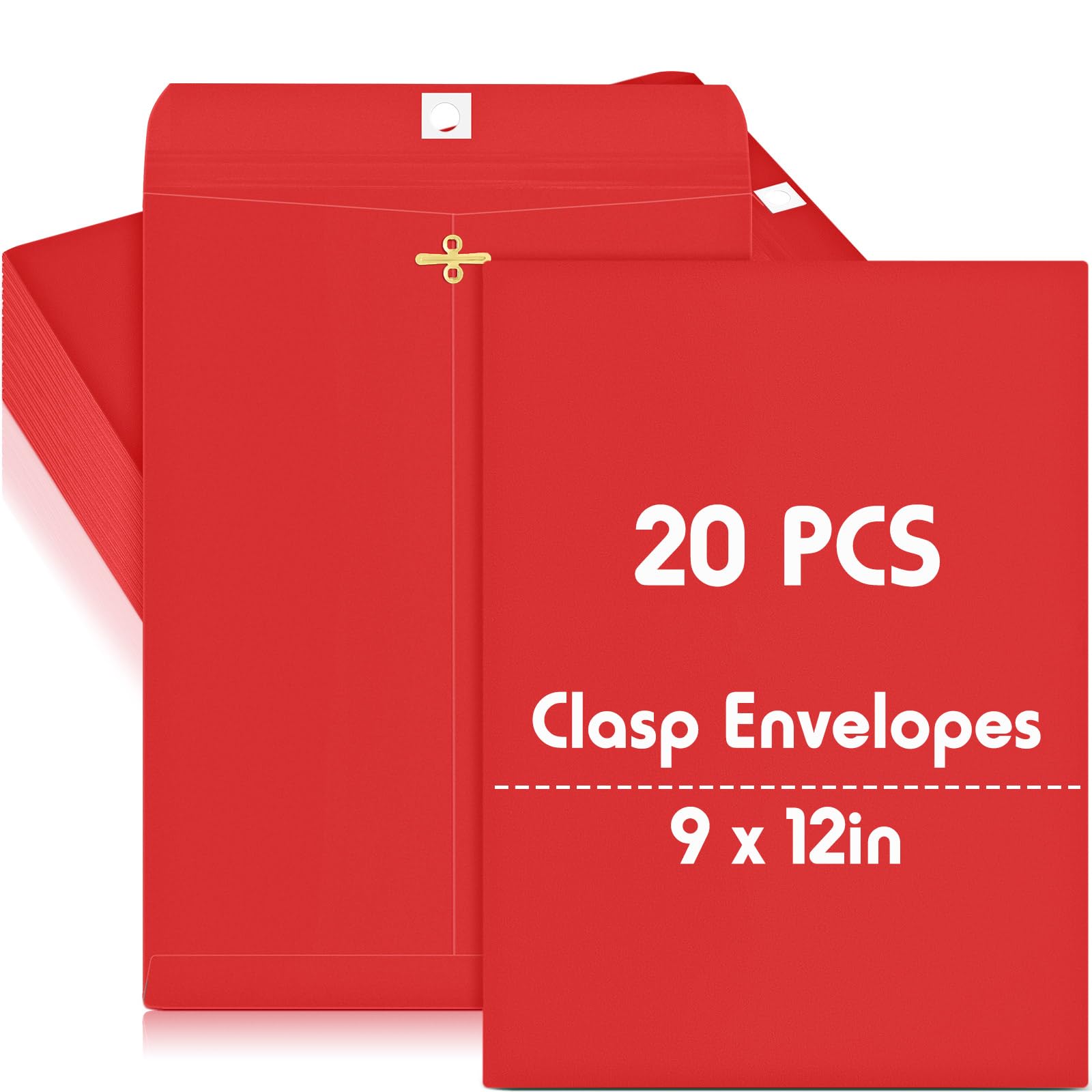 Geyee 20 Pcs 9 x 12 Inch Red Clasp Manilla Envelopes Mailing
