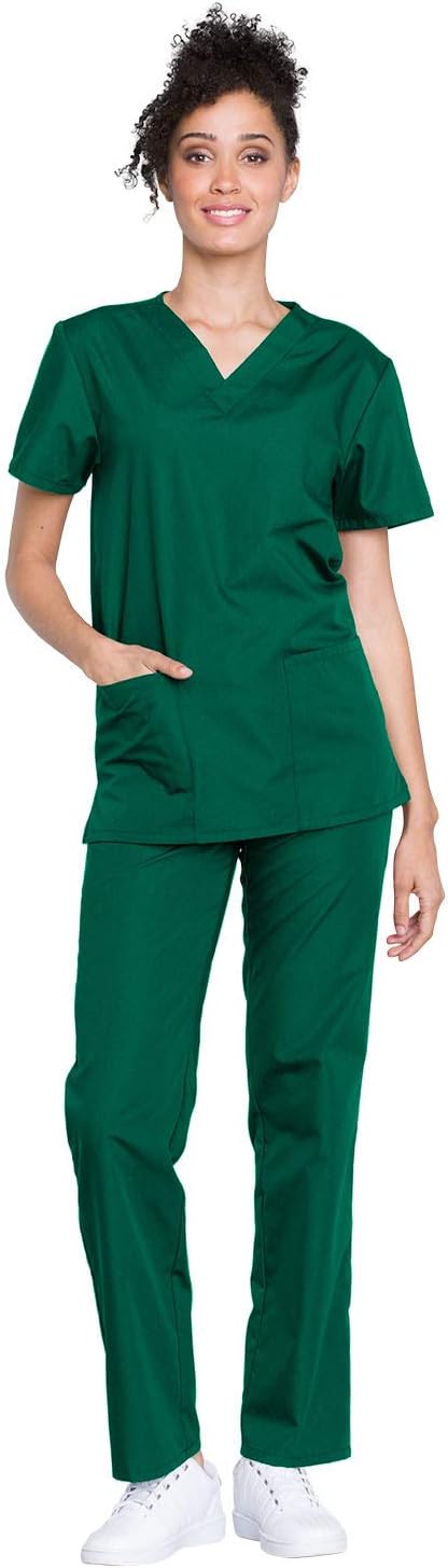Cherokee womens Unisex Scrub Top and Scrub Pant Set Medical Scrubs Set