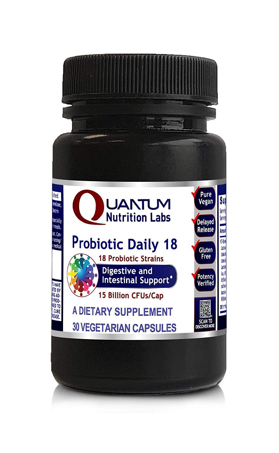 Probiotic Daily 18 – Vegan with 15 Billion CFUs per Cap – Supports Favorable Gut Bacteria - 30 Plant-Based Capsules