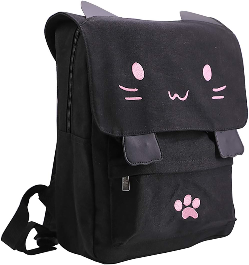 Sprite Beat Cute Canvas Cat Print Backpack School Bag Light weight Book Bags Ruchsack College Backpack Daypack Backpacks for Girls / Boys (Pink)