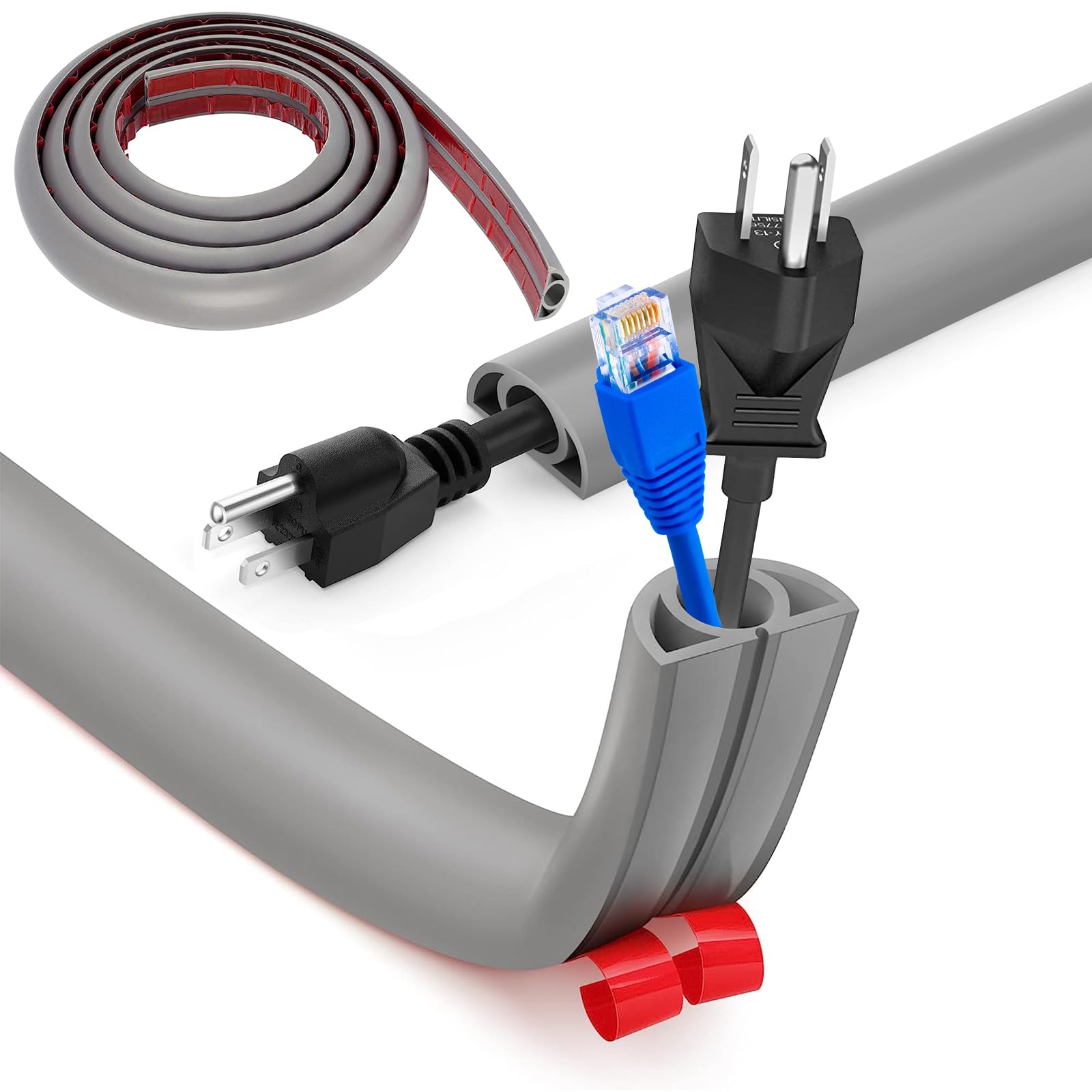 Pasacables Suelo, Canaleta Cables Suelo, 3.0M x2cm Protector de Cables para Suelo, Cubiertas de Suelo para Cables Autoadhesiva Montaje para Todos los Hogar, Oficina, Escuela,Almacén(Blanco-Redondeado) — view 63