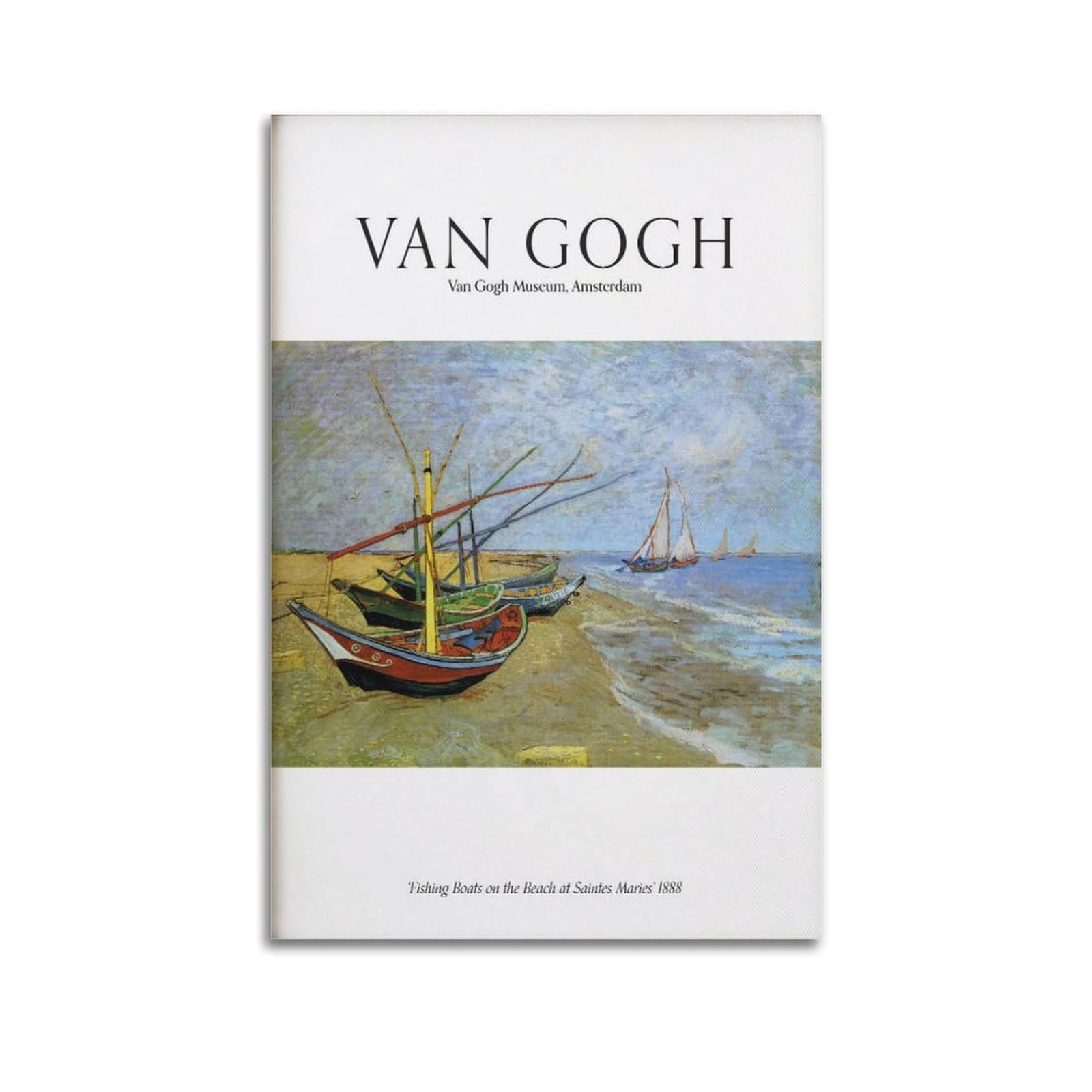 xiaoxiaoshen Van Gogh Fishing Boats Beach at Saintes Maries Canvas Poster Wall Art Prints Room Aesthetic Murals Bedroom And Living Decorations 24x36inch(60x90cm)