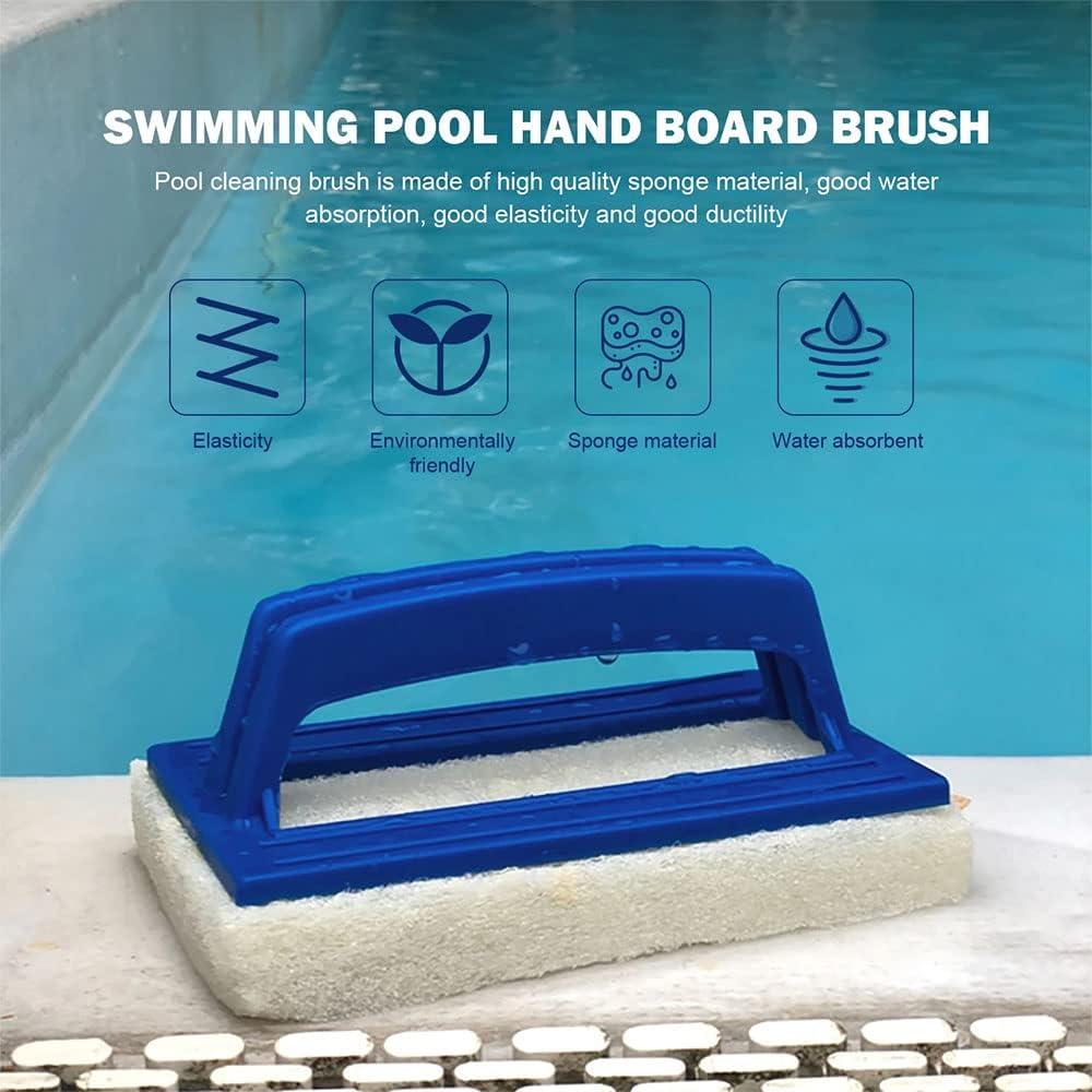 4 Stück Pool Schwamm Bürsten, Pool Bürsten Set, Pool Reinigungsbürste, Schwimmbadbürste mit Griff, Poolreinigung Handschrubber Algenbürste für Spa, Badewannen, Poolflecken und Schmutz