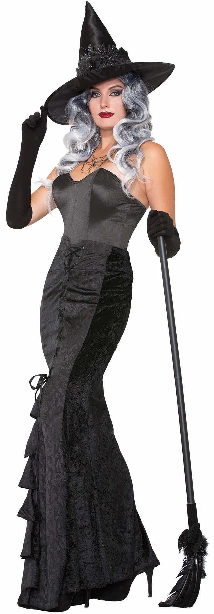 Jupe longue sorcière noire taille standard pour masquer les imperfections