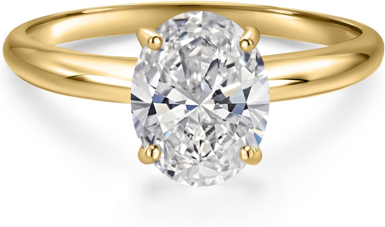 Gem Stone King 1-5 Ct IGI Certified Lab Grown Diamond in 14K Yellow Gold Solitaire Engagement Ring For Women | Oval Cut | E-F Color | VS1-VS2 Clarity | Wedding Anniversary Ring - Image 2