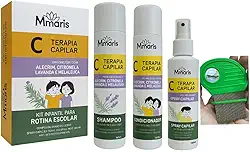 Kit M Mari's Terapia Capilar Combate Piolhos e Lêndeas Pente Fino de Ferro Aço Inox Shampoo Condicionador Spray Creme de Pentear Sem Enxague Pente Piolhos Cor Verde