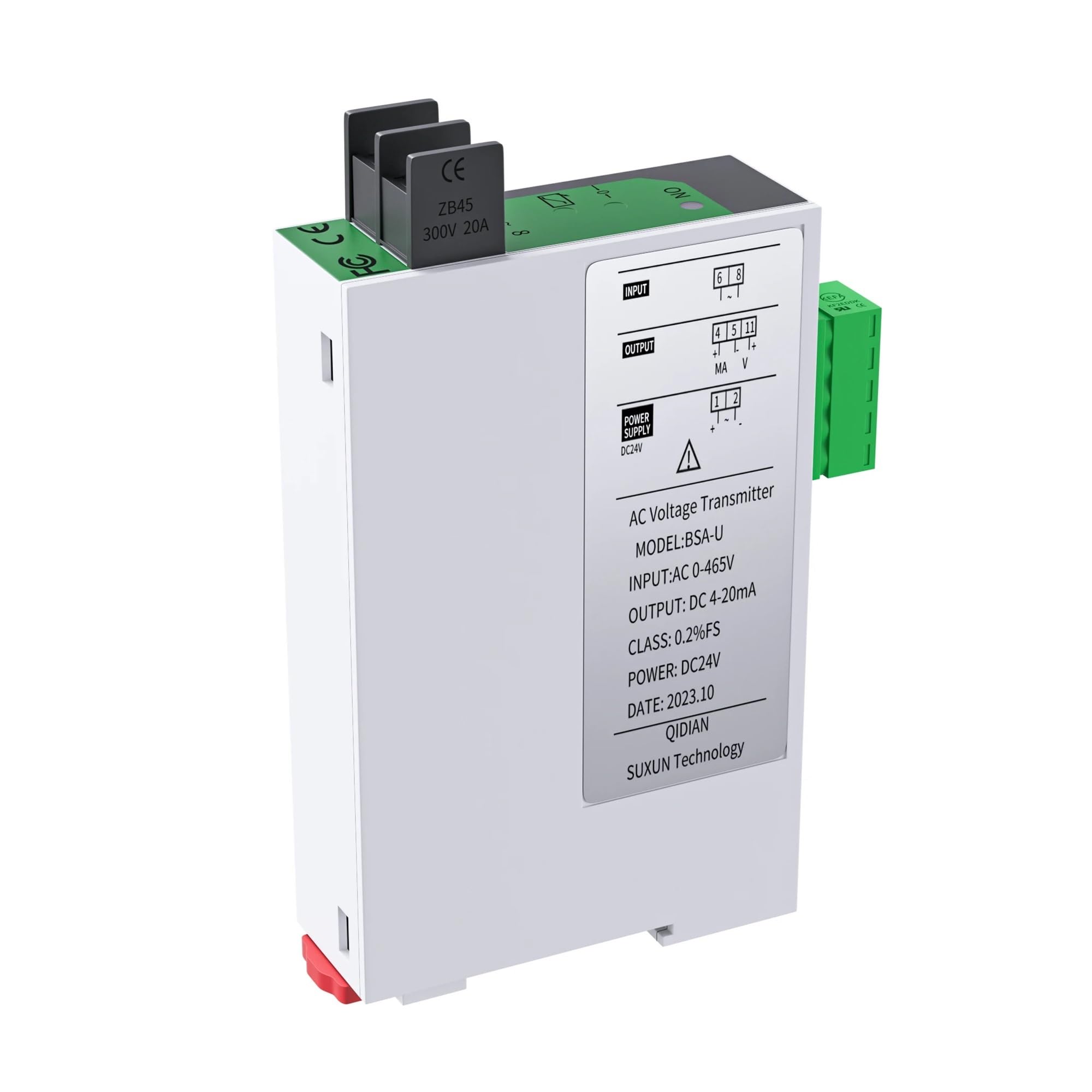 Transmetteur de tension AC isolé BSA-U pour conversion stable du signal 220V en 0-5V