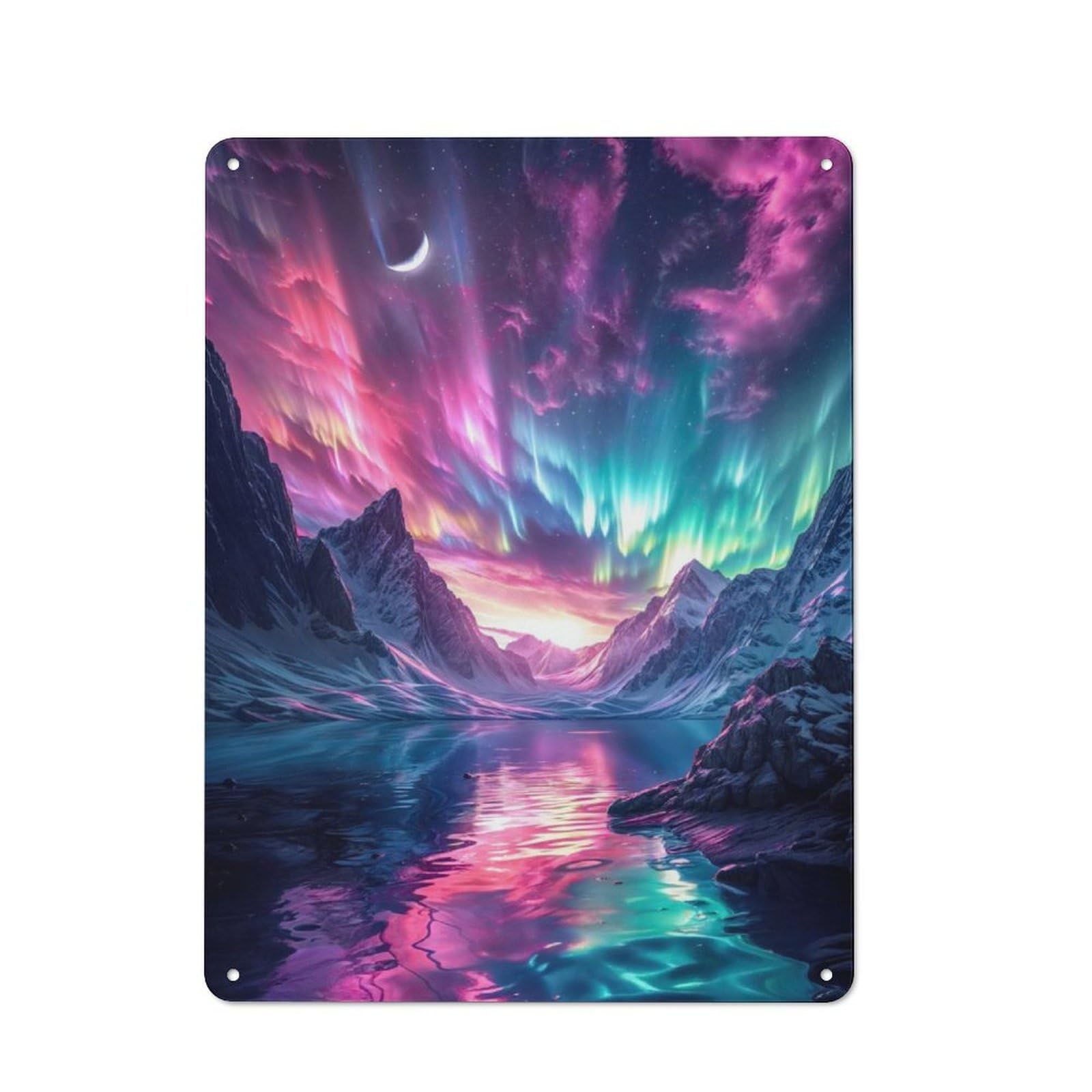 Junmoney Aurora Borealis Mountain Vintage Printed Metal Sign 40X30cm For Workshop Wall, A Decorative Gift For A Newly Furnished Workshop