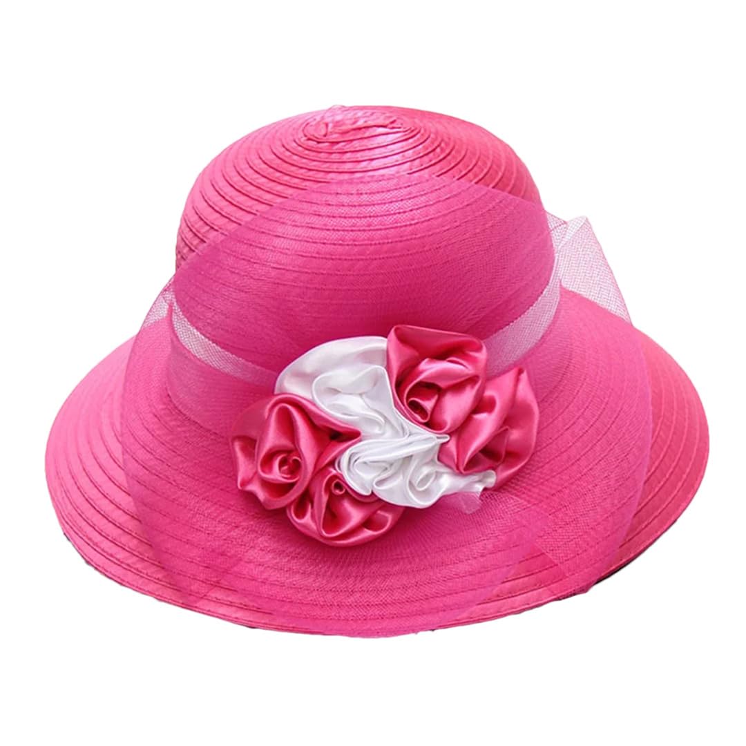 Yeuyyben Femminile Protezione Solare Caps Estate Fiore Fedora Cappello Fasicnator Cappelli Organza Cappello Bacino Cappelli Chiesa