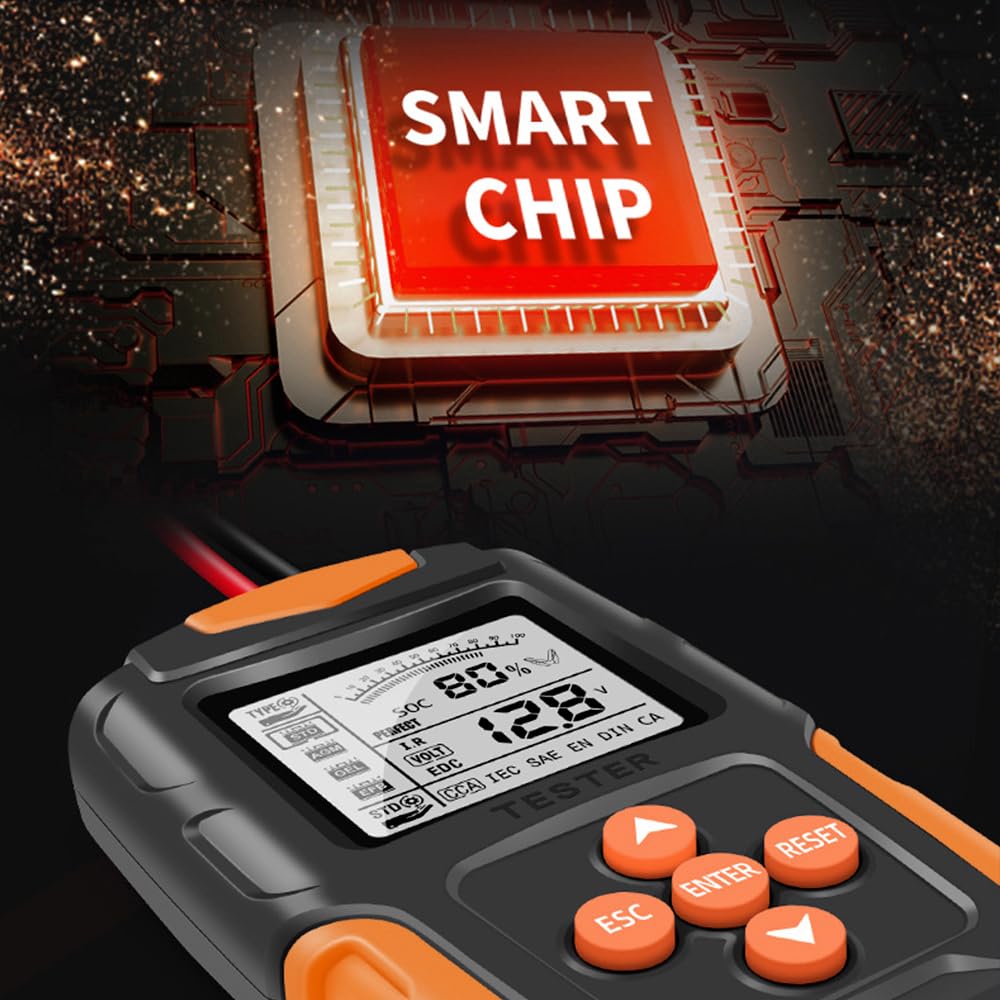 Testeur de Batterie de Voiture,12V/24V Testeur de Batterie avec Écran LCD Outil de Diagnostic pour Voiture/Véhicule électrique/Moto/Camion/Véhicule Technique/Batterie AGM,etc.