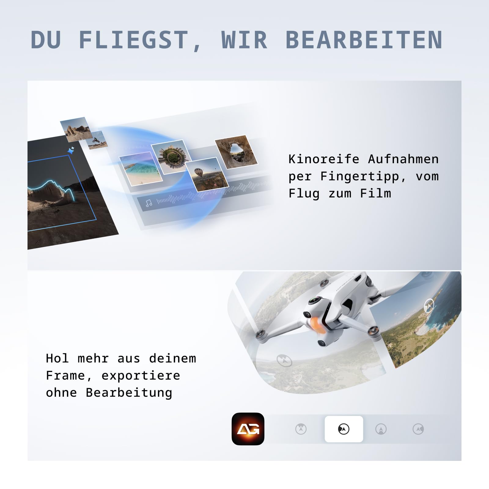 Antigravity A1 Explorer-Bundle (3 Akkus) – 8K 360°-Drohne für immersives Fliegen, Point-to-Fly-Steuerung, Hindernisvermeidung, 249 g & klappbar, Deep Track, Auto-Rückflug, 10 km Reichweite, Auto-Edit