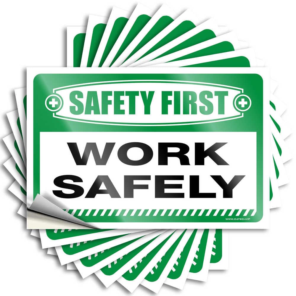 Safety First Work Safely Funny Patio Decor Checkered DIY | New Bumper Cover Removable Vinyl Sticker Decal(6X9CM)