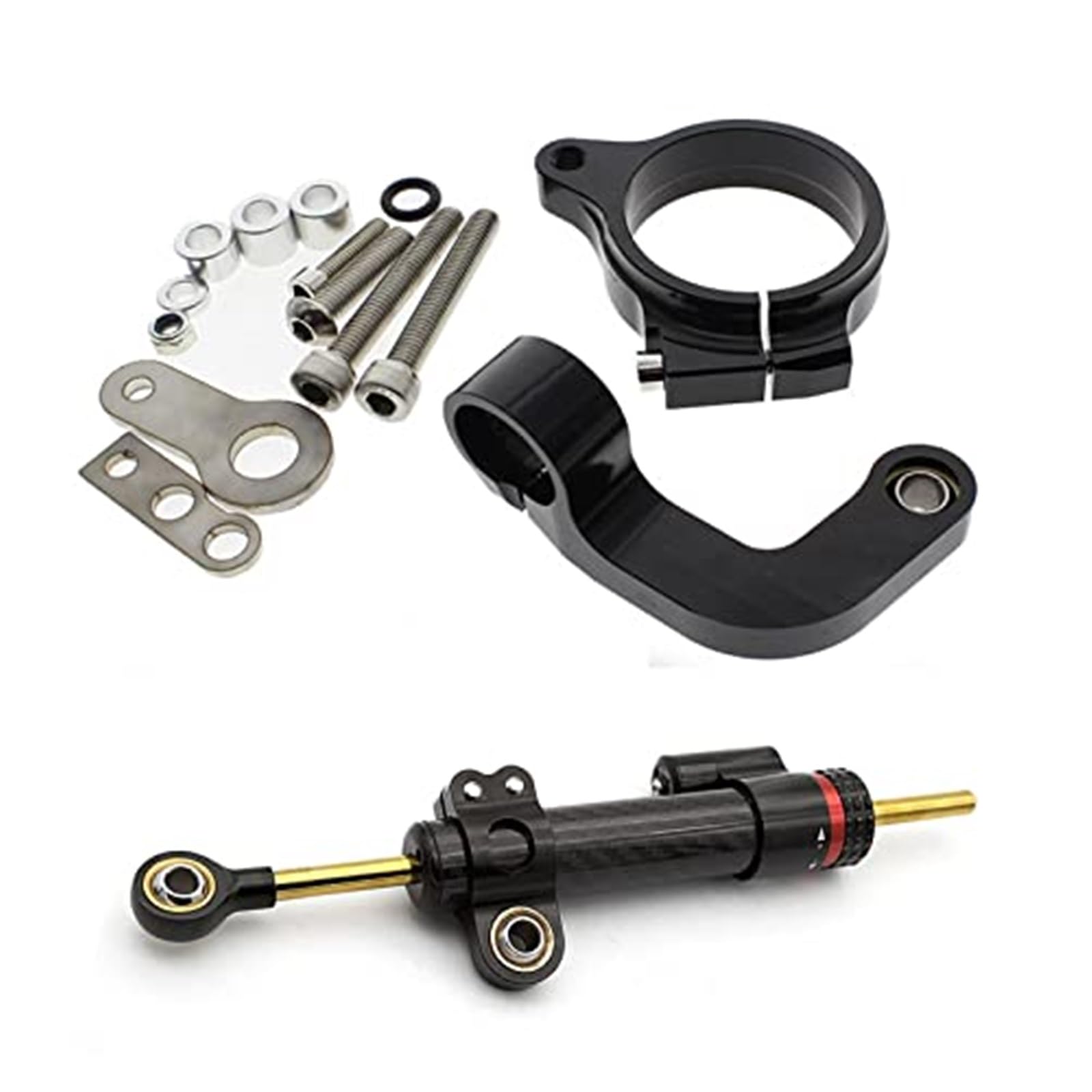 Dla, R1200 CL GS 2013-2018 2017 2016 2015 2014, Aluminiowy motocykl Układ kierowniczy Stabilizacja Wspornik amortyzatora Zestaw montażowy System tłumienia Rider Control(BLACK 12)