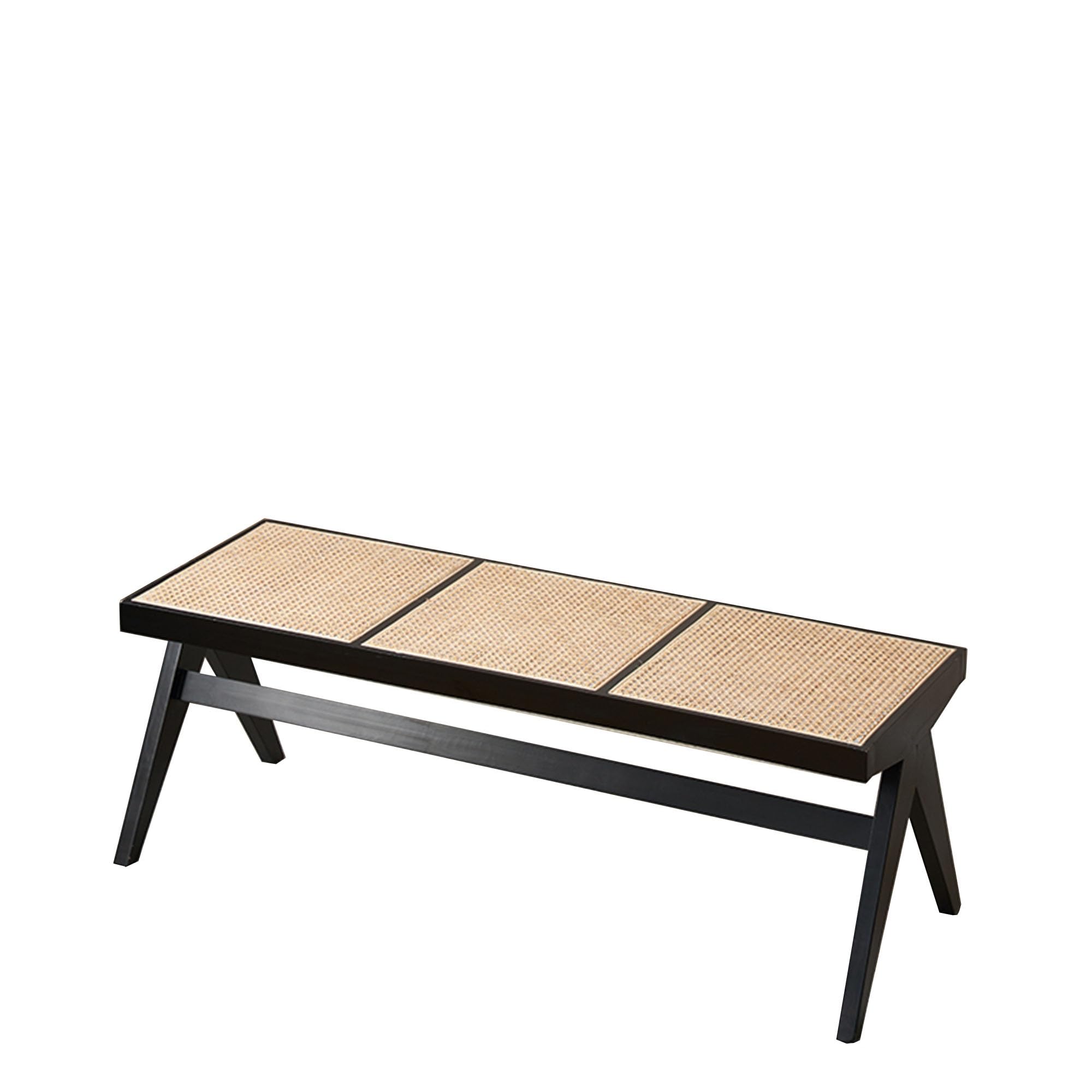MSHGSKU Farmhouse Rattan Woven Bench Seat for Entryway, Bedroom, and Living Room