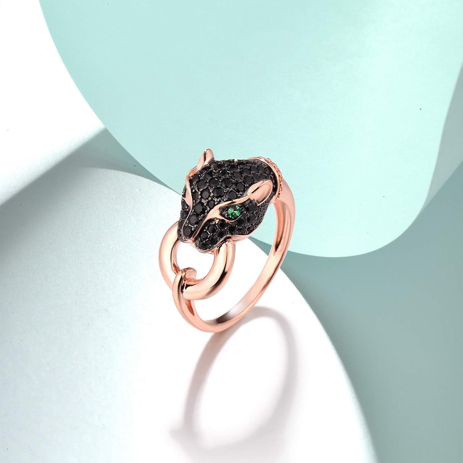 Santuzza Panther Ring 925 Sterling Silver Leopard Rings Cubic Zirconia Green Spinel Jaguar Jewelry - Image 3