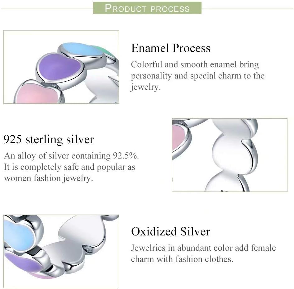 Color Heart to Heart Ring Rainbow Heart Endless Love Heart 925 Sterling Silver Exquisite Fashion Ring as a Gift for Girlfriend - Image 6