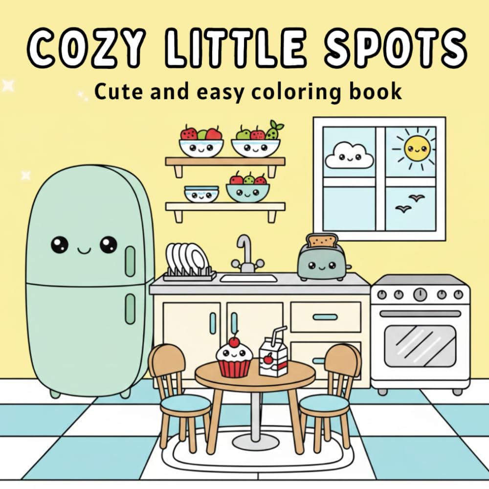 Cozy Little Spots: Cute and Easy Coloring Book for kids, Teens, Adults and Seniors, Bold and Easy Designs for Relaxation with Cozy Little Corners