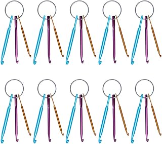 Coopay 10 Pcs Crochet Hooks Keychain Set, 30 Aluminium Multicolor Crochet Needles Weave Yarn Set(3.0/4.0/5.0mm), Portable Small Crochet Yarn Needles for DIY Craft- Knitting Kits for Beginners Adults