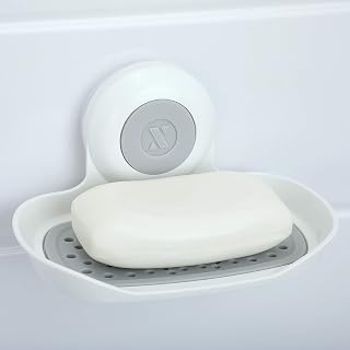 SlipX Solutions Strong Hold Suction Soap Saver Holder - Rustproof Quick Dry Tray for Shower Kitchen Bathroom White